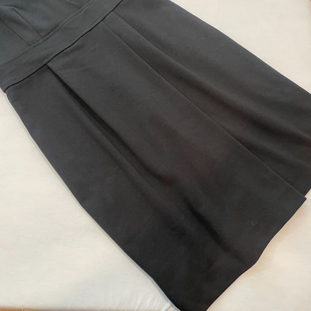 ~ Banana Republic 4 Dress Black Cocktail Sleeveless V Knee Midi Wrap S LBD - Picture 6 of 15